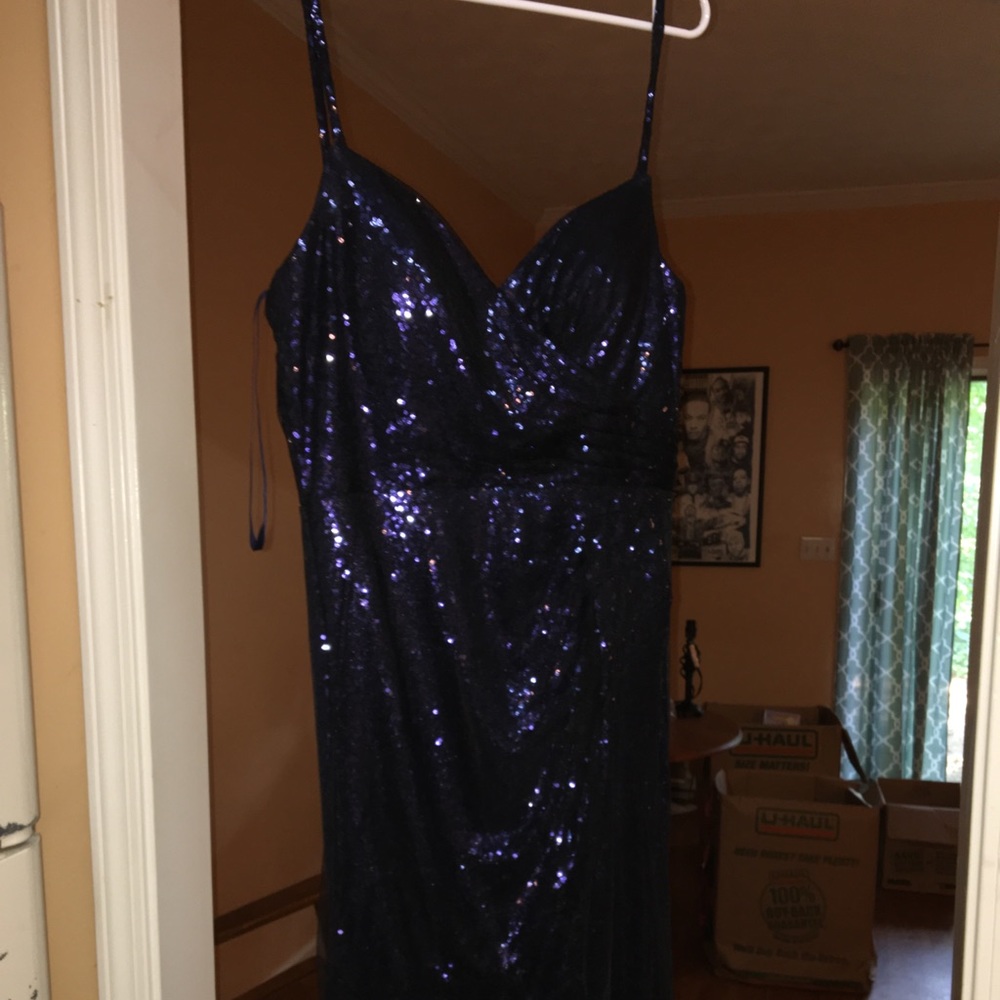 Navy Blue Sparkly Prom Dress